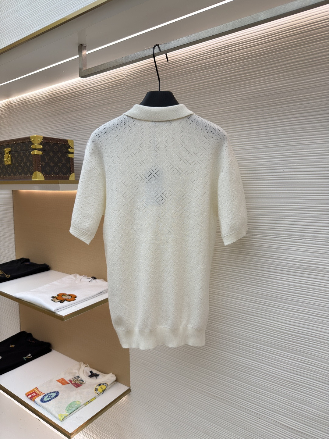 FENDI 芬迪 老钱风镂空针织Polo衫 针织衫 短袖 白色 藏蓝色 B0 FZC162B04UF0QA2