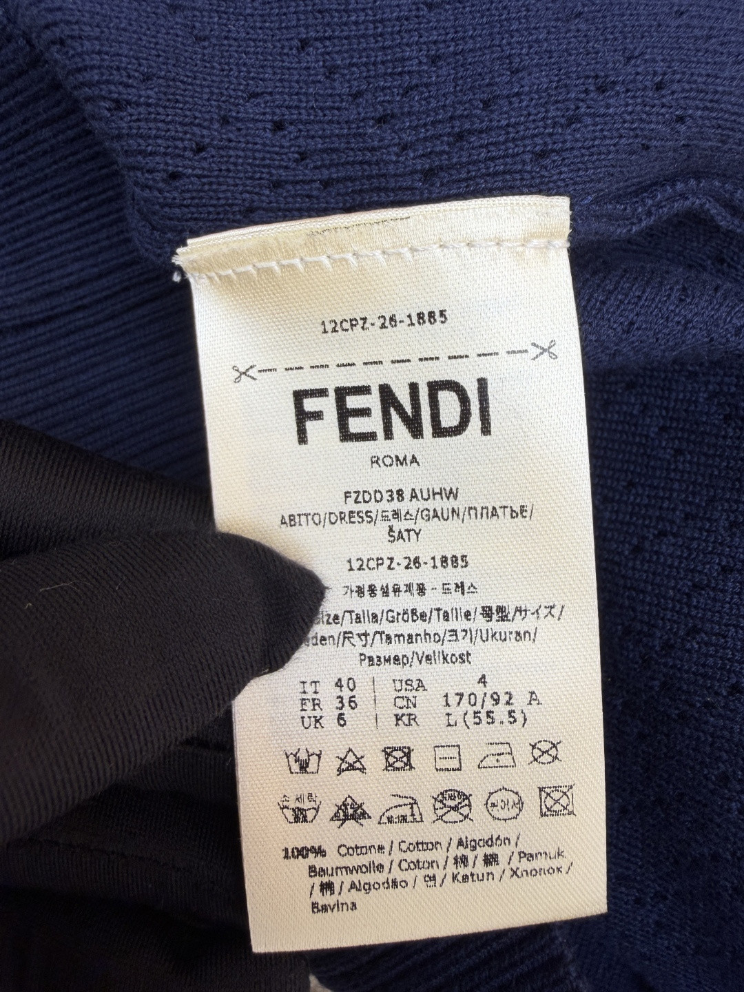 FENDI 芬迪 老钱风镂空针织Polo衫 针织衫 短袖 白色 藏蓝色 B0 FZC162B04UF0QA2