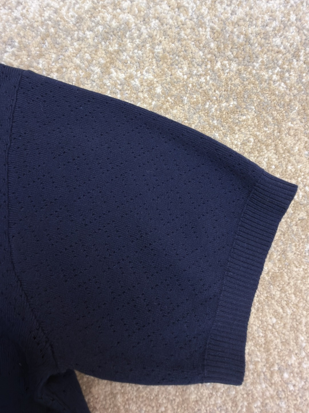 FENDI 芬迪 老钱风镂空针织Polo衫 针织衫 短袖 白色 藏蓝色 B0 FZC162B04UF0QA2