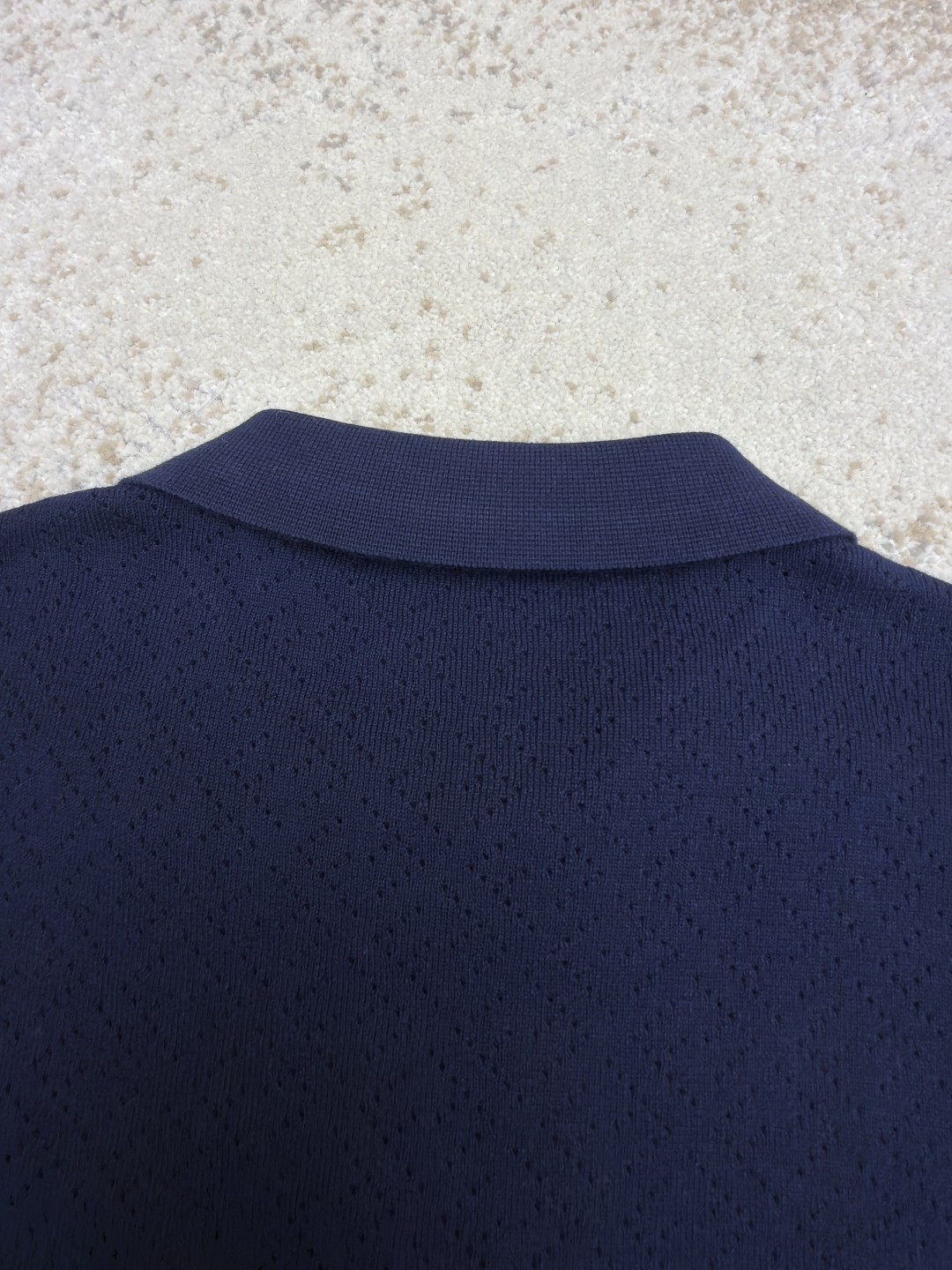 FENDI 芬迪 老钱风镂空针织Polo衫 针织衫 短袖 白色 藏蓝色 B0 FZC162B04UF0QA2