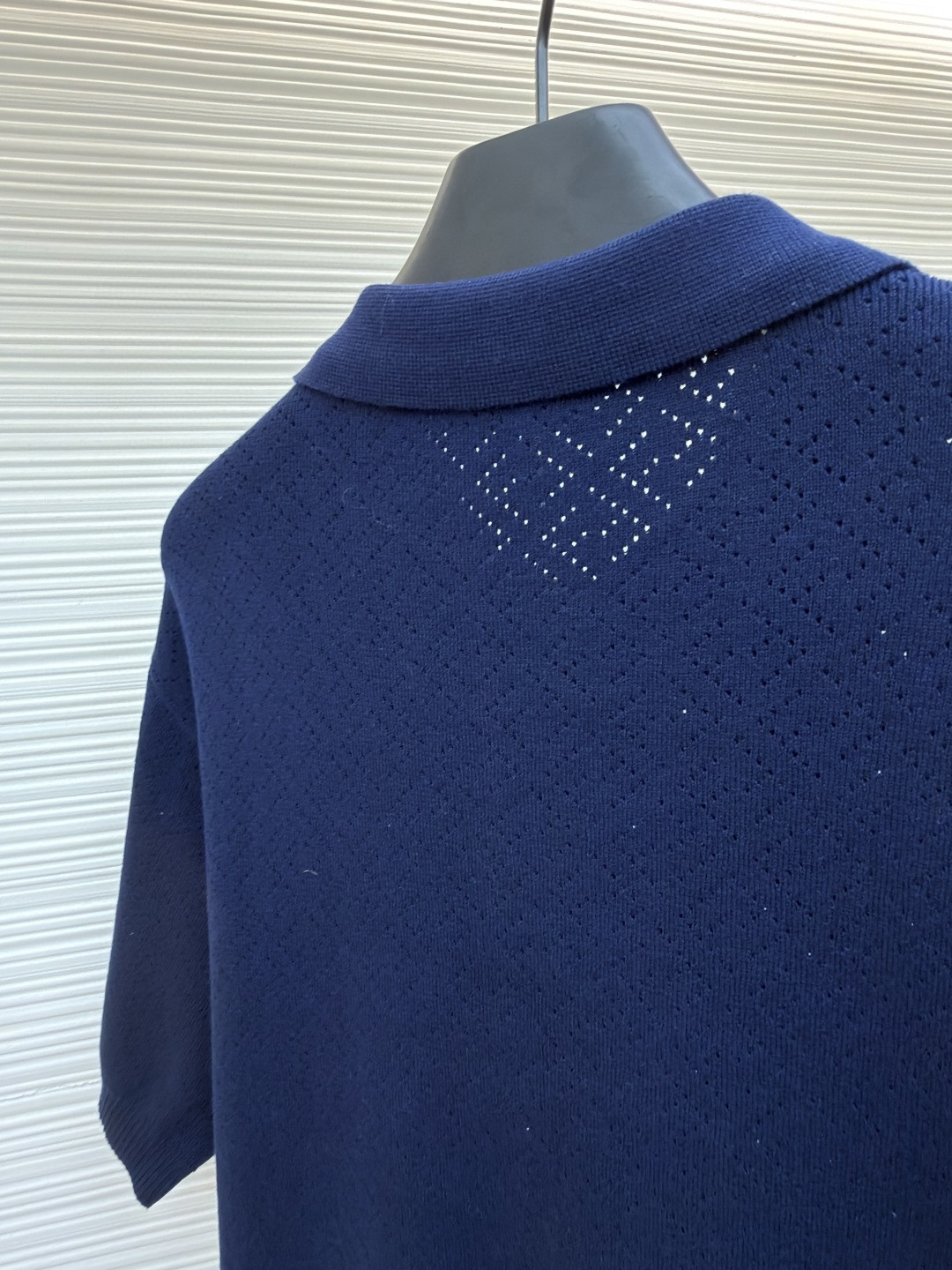 FENDI 芬迪 老钱风镂空针织Polo衫 针织衫 短袖 白色 藏蓝色 B0 FZC162B04UF0QA2