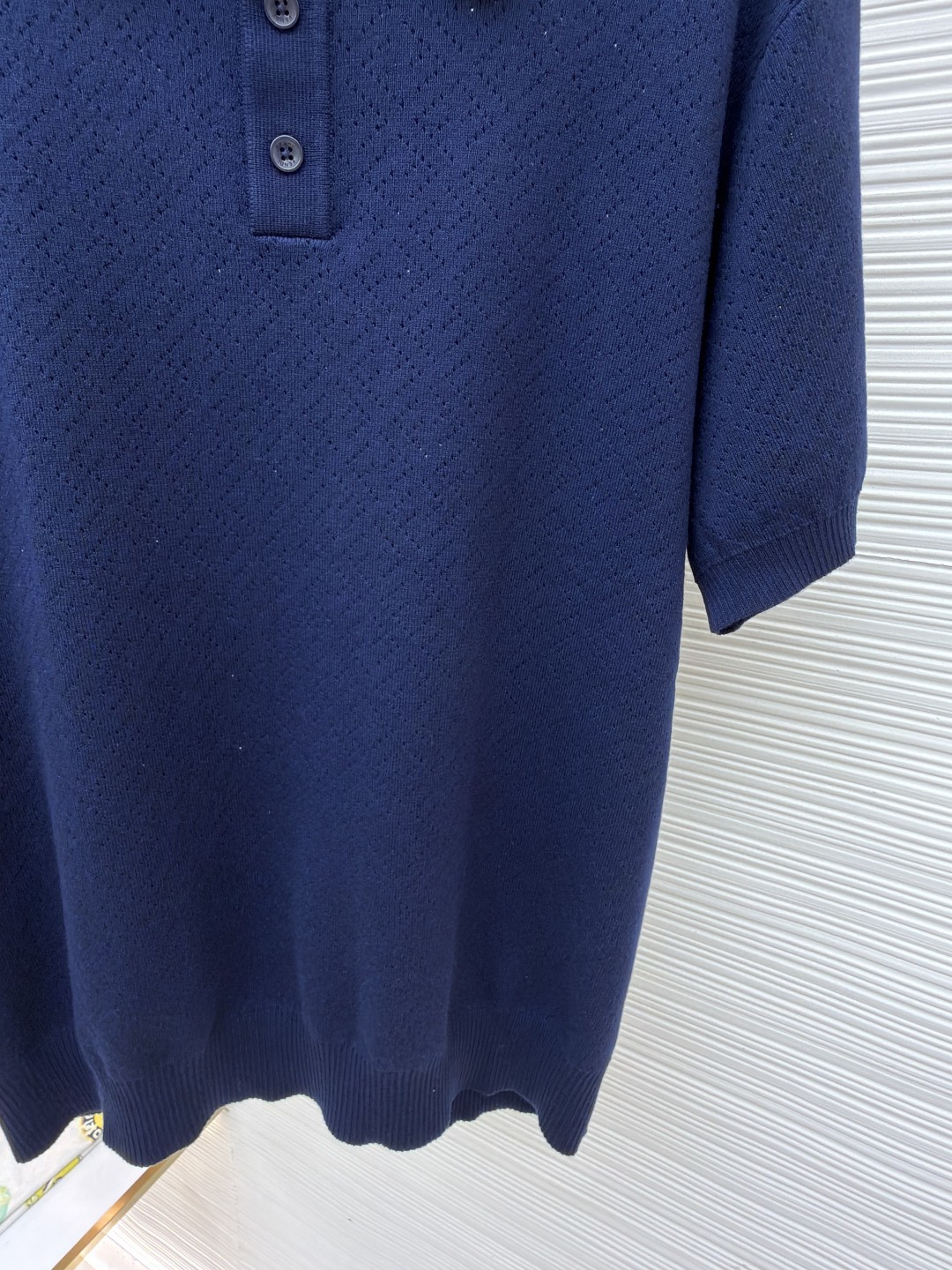 FENDI 芬迪 老钱风镂空针织Polo衫 针织衫 短袖 白色 藏蓝色 B0 FZC162B04UF0QA2