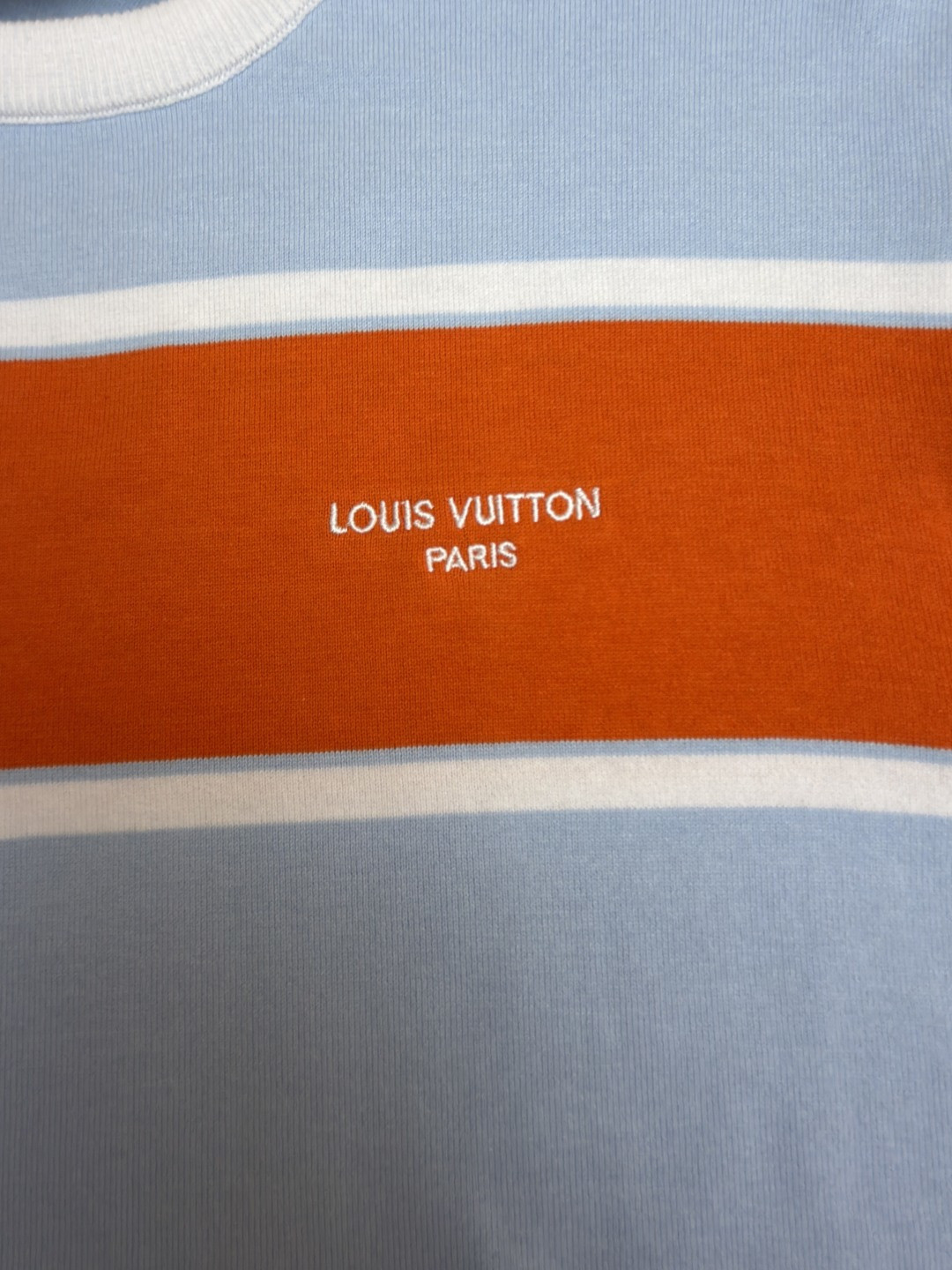 LOUIS VUITTON 路易威登 字母标识拼色条纹针织短袖 针织衫 T恤 B0 1AK7ID