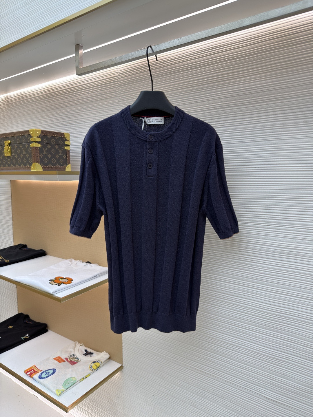 Brunello Cucinelli BC 亨利老钱风针织衫 短袖 棕色 杏色 藏蓝色 B0 M2L707801-CNO22