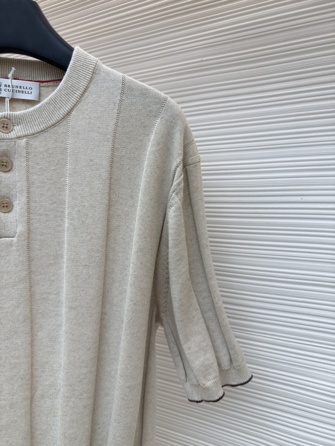 Brunello Cucinelli BC 亨利老钱风针织衫 短袖 棕色 杏色 藏蓝色 B0 M2L707801-CNO22