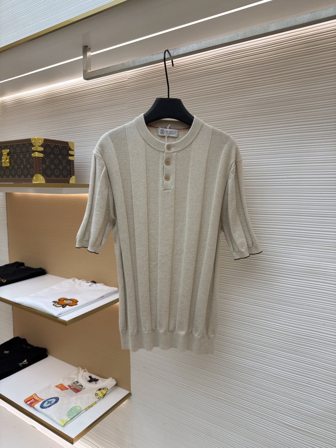 Brunello Cucinelli BC 亨利老钱风针织衫 短袖 棕色 杏色 藏蓝色 B0 M2L707801-CNO22