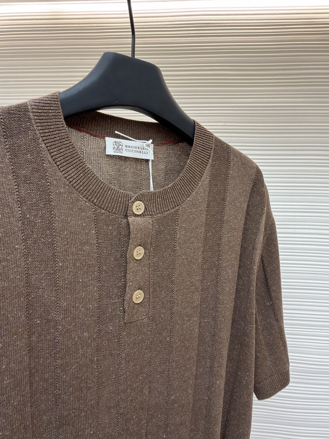 Brunello Cucinelli BC 亨利老钱风针织衫 短袖 棕色 杏色 藏蓝色 B0 M2L707801-CNO22