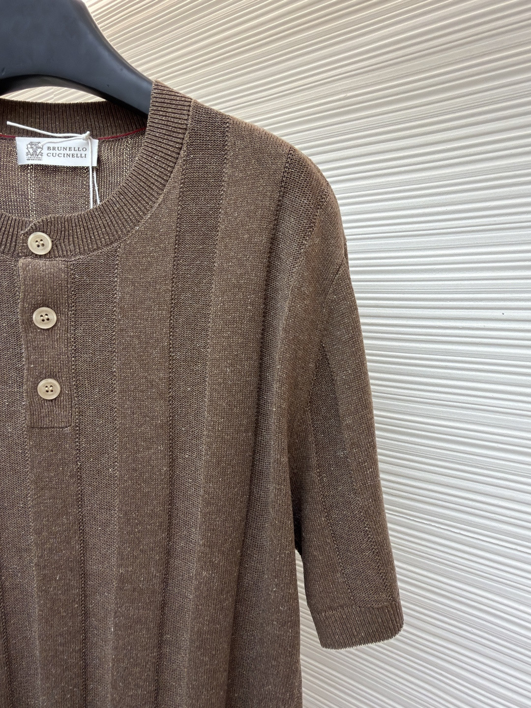 Brunello Cucinelli BC 亨利老钱风针织衫 短袖 棕色 杏色 藏蓝色 B0 M2L707801-CNO22