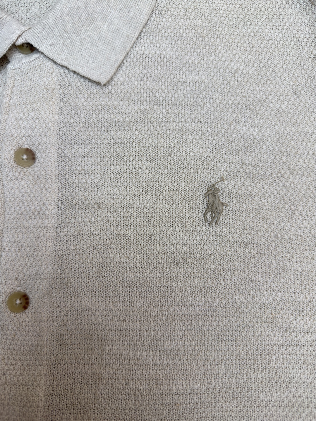 Ralph Lauren 拉夫劳伦 刺绣小马翻领亚麻衬衫 外套 长袖 卡其色 B0 710962905-002
