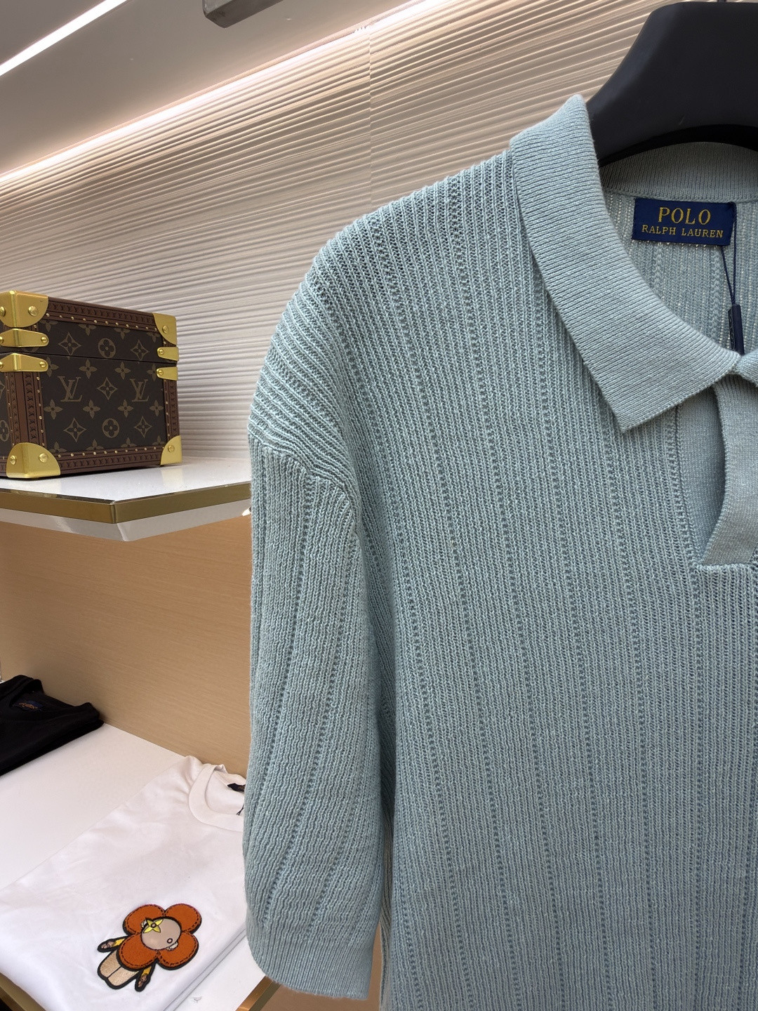Ralph Lauren 拉夫劳伦 坑条亚麻老钱风针织Polo衫 针织衫 短袖 黑色 薄荷绿 B0 710A12994-003