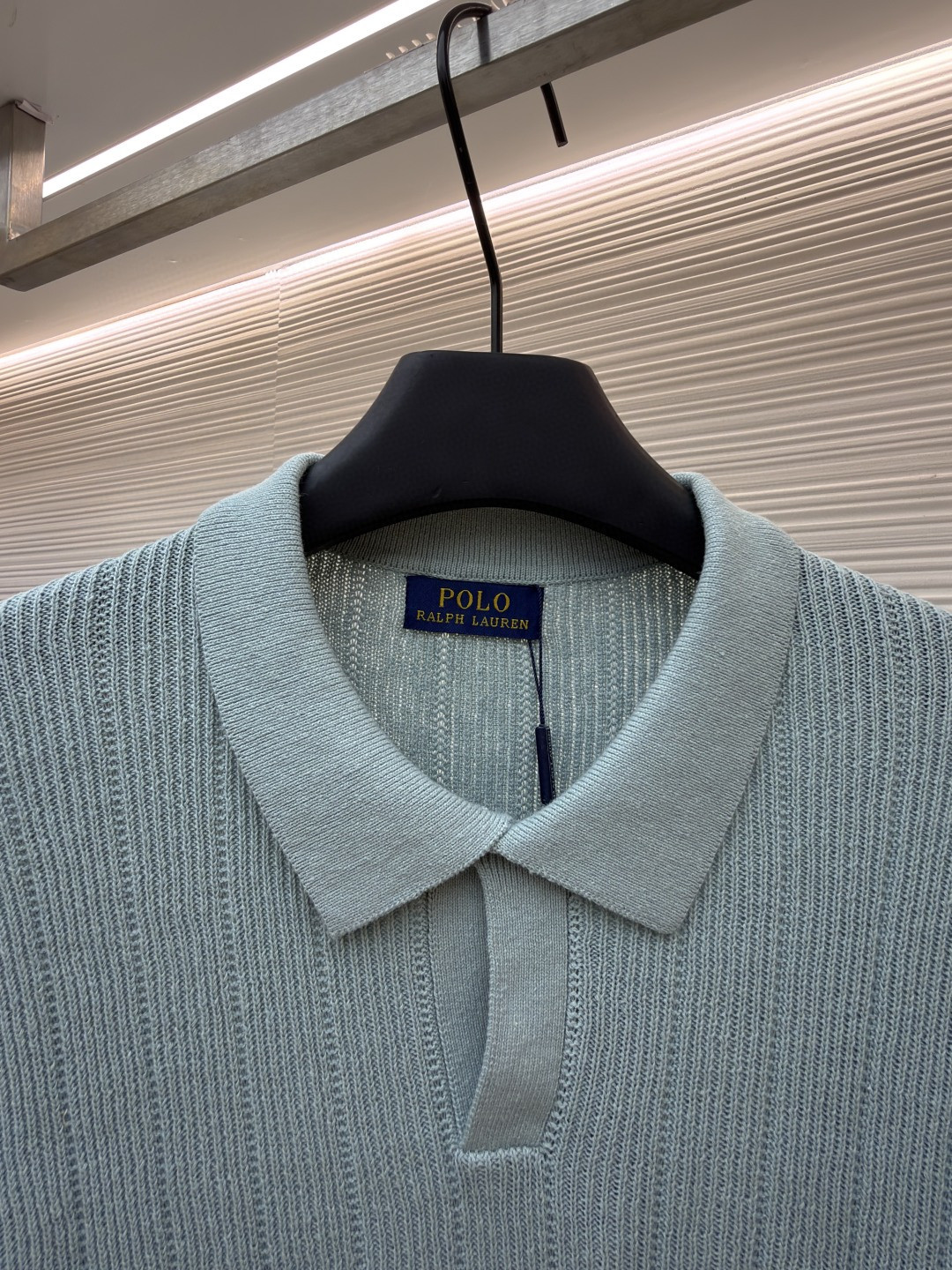 Ralph Lauren 拉夫劳伦 坑条亚麻老钱风针织Polo衫 针织衫 短袖 黑色 薄荷绿 B0 710A12994-003