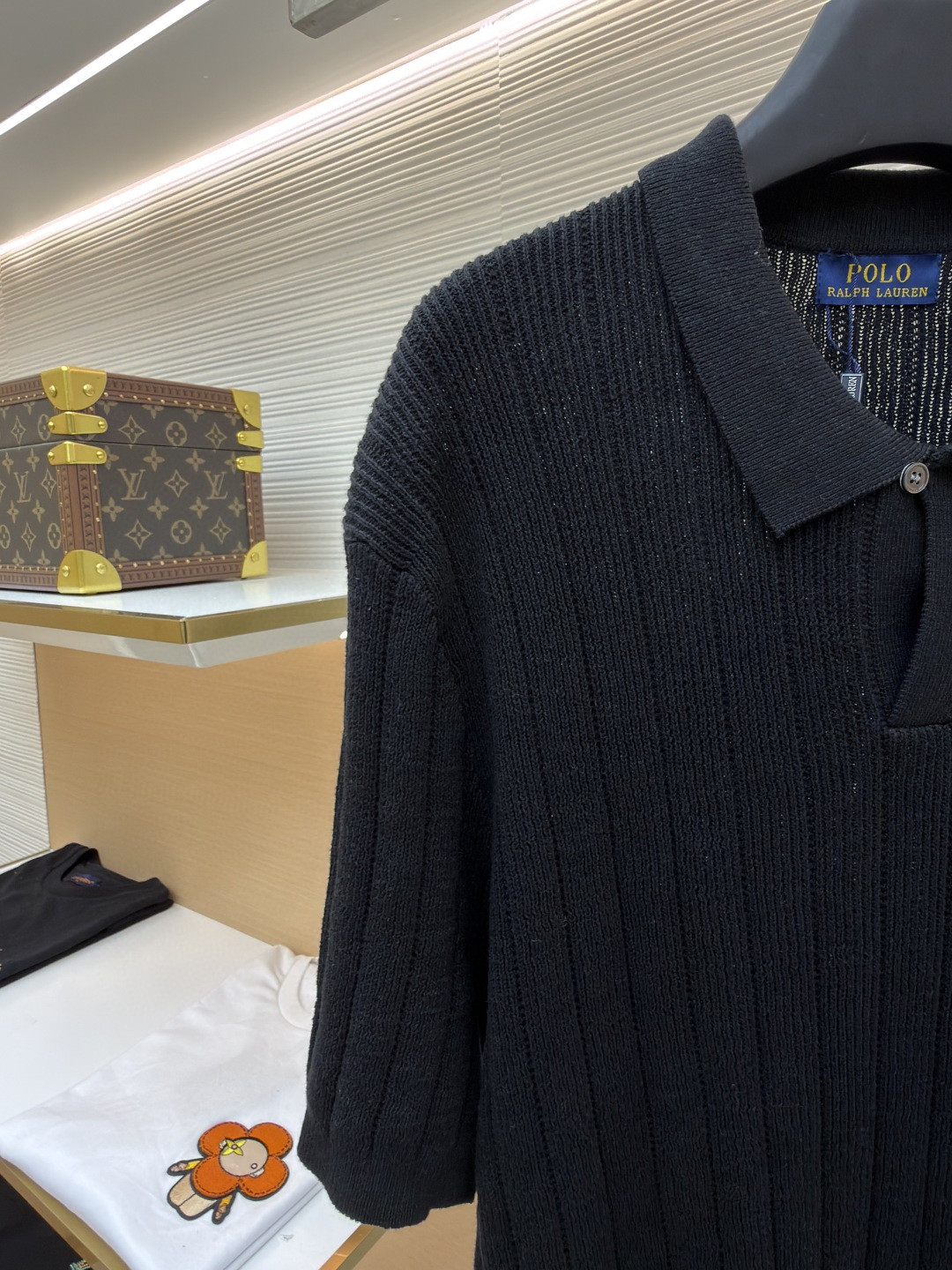 Ralph Lauren 拉夫劳伦 坑条亚麻老钱风针织Polo衫 针织衫 短袖 黑色 薄荷绿 B0 710A12994-003