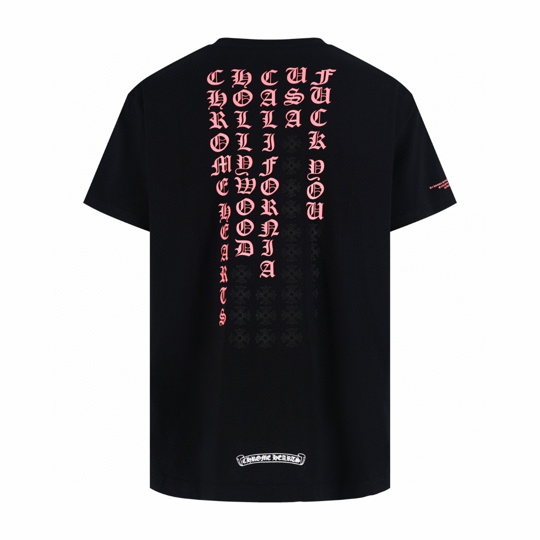 Chrome Hearts CH 克罗心 梵文粉字圆领短袖 T恤 白色 黑色 A0  
