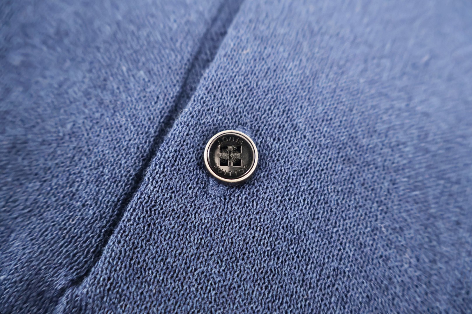 LOUIS VUITTON 路易威登 LV 字母提花拼接绞花针织Polo衫 短袖 针织衫 蓝色 B0 1AJINW