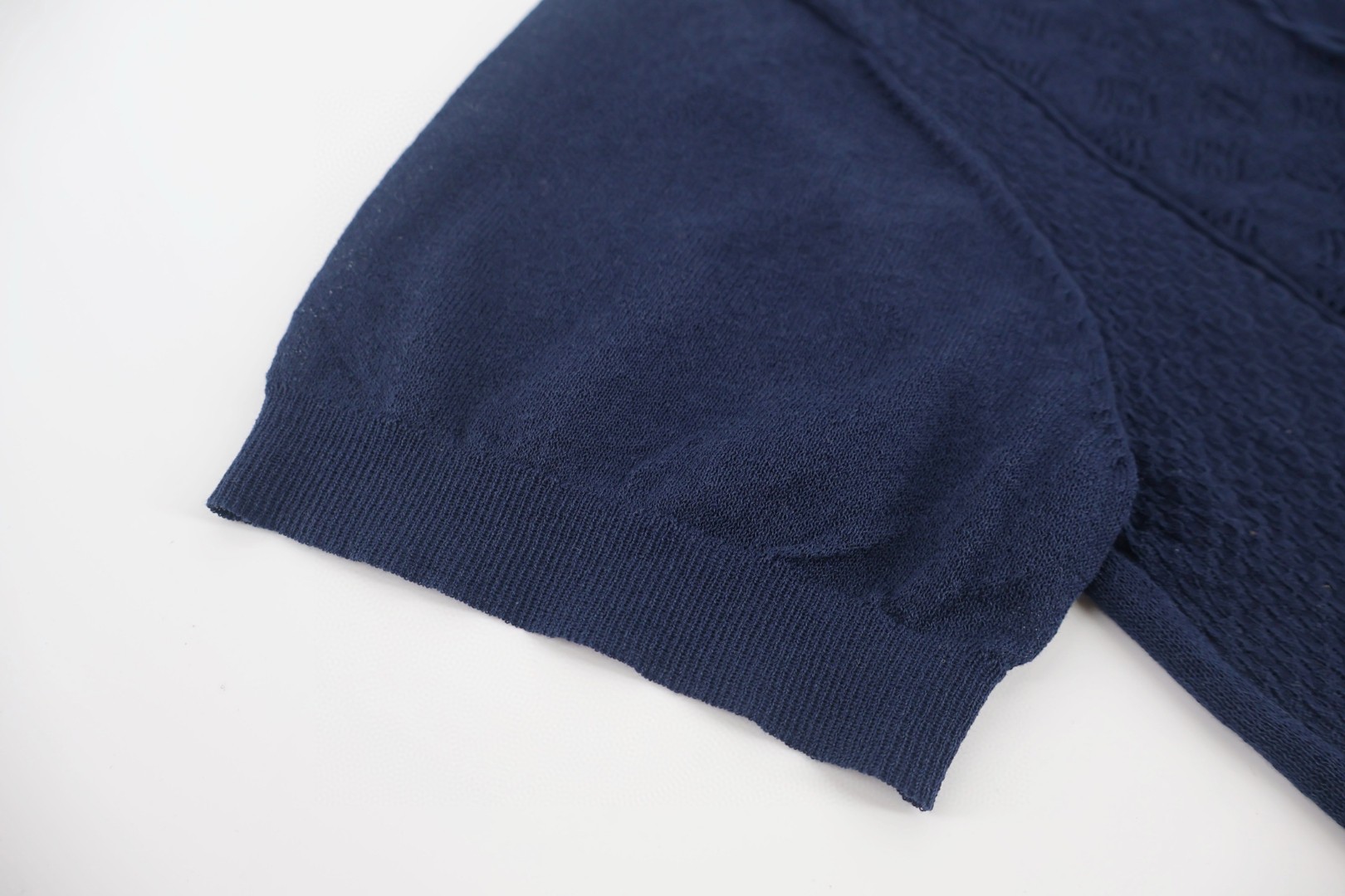 LOUIS VUITTON 路易威登 LV 字母提花拼接绞花针织Polo衫 短袖 针织衫 蓝色 B0 1AJINW