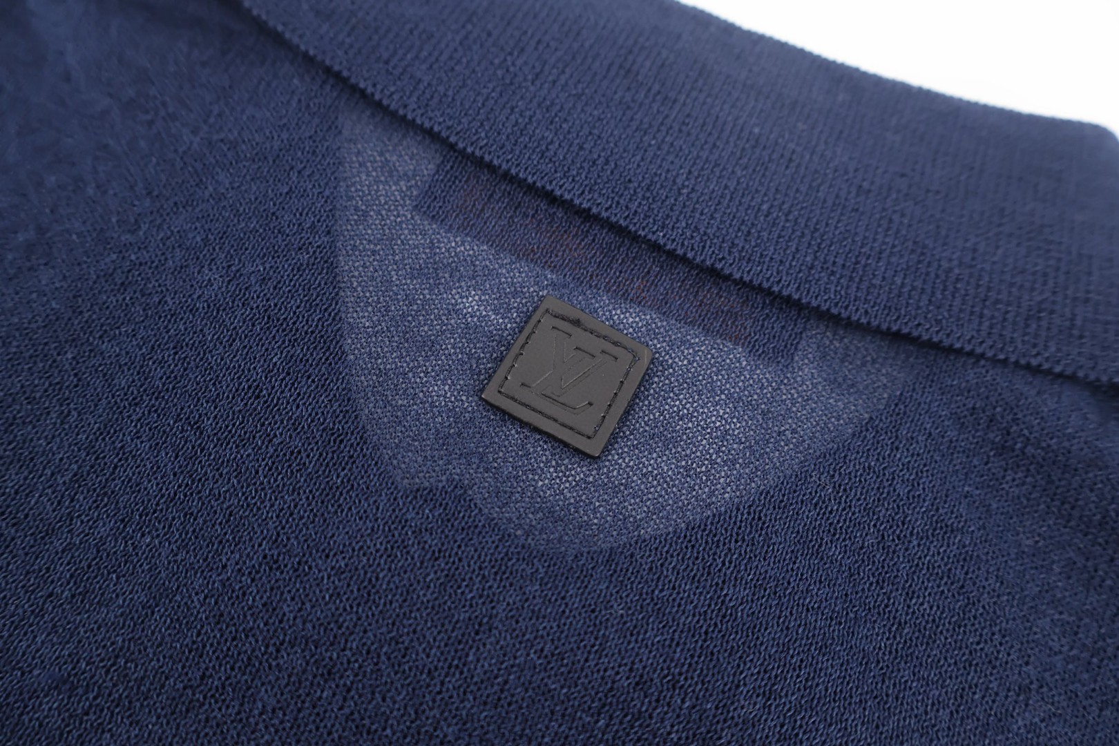 LOUIS VUITTON 路易威登 LV 字母提花拼接绞花针织Polo衫 短袖 针织衫 蓝色 B0 1AJINW