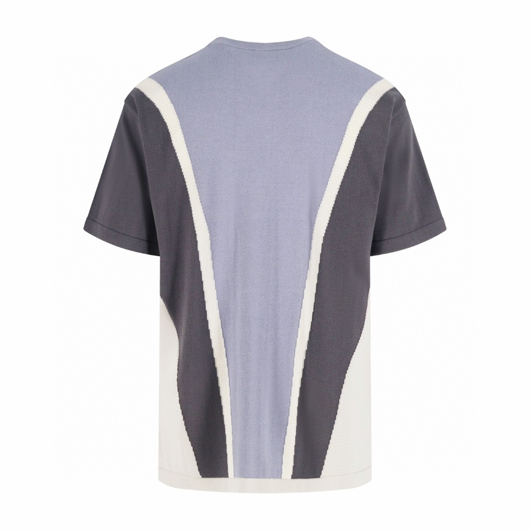 LOUIS VUITTON 路易威登 LV 立体浮雕拼色针织圆领短袖 针织衫 T恤 灰色 B0 1AJR72