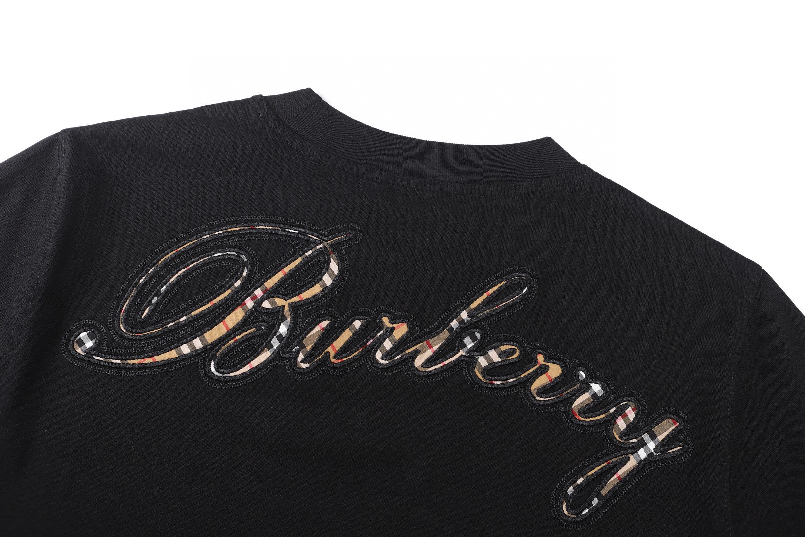 Burberry 巴宝莉 格纹草书风格徽标圆领Tee 短袖 T恤 白色 黑色 A0 81190801