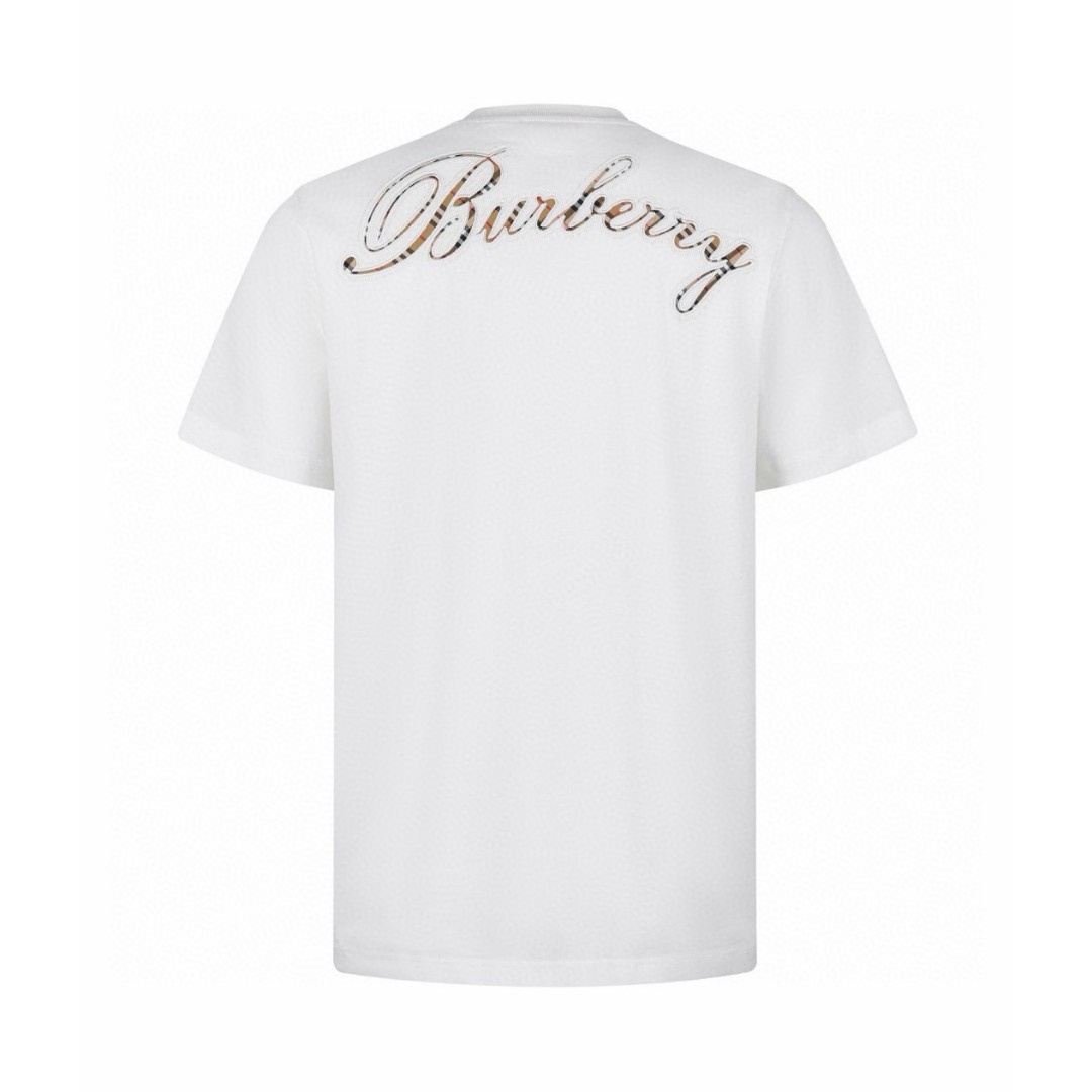 Burberry 巴宝莉 格纹草书风格徽标圆领Tee 短袖 T恤 白色 黑色 A0 81190801