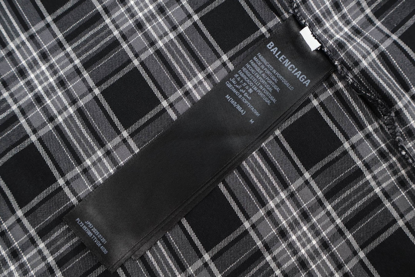 Balenciaga 巴黎世家 格纹拼接连帽衬衫 外套 长袖 黑色 B0 850859TTM021240