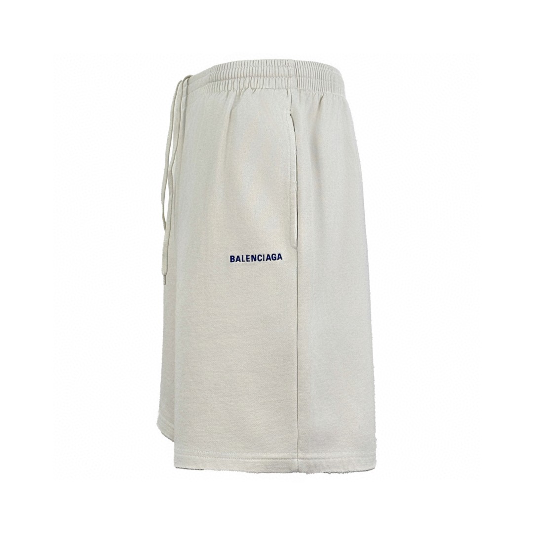 Balenciaga 巴黎世家 back刺绣松紧腰短裤 休闲裤 运动裤 裤子 夏季 白色 黑色 A5