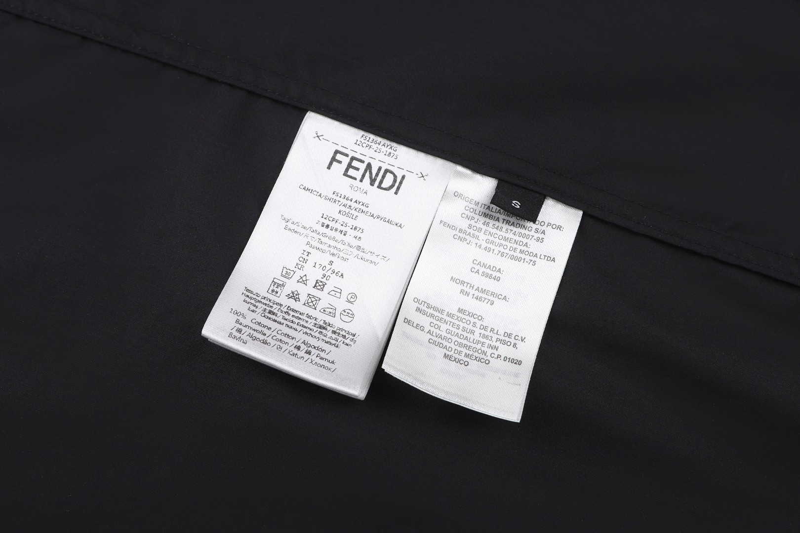 FENDI 芬迪 翻领撞色抽绳贴袋府绸衬衫 外套 长袖 黑色 B0 FS1364AYXGF0QA1