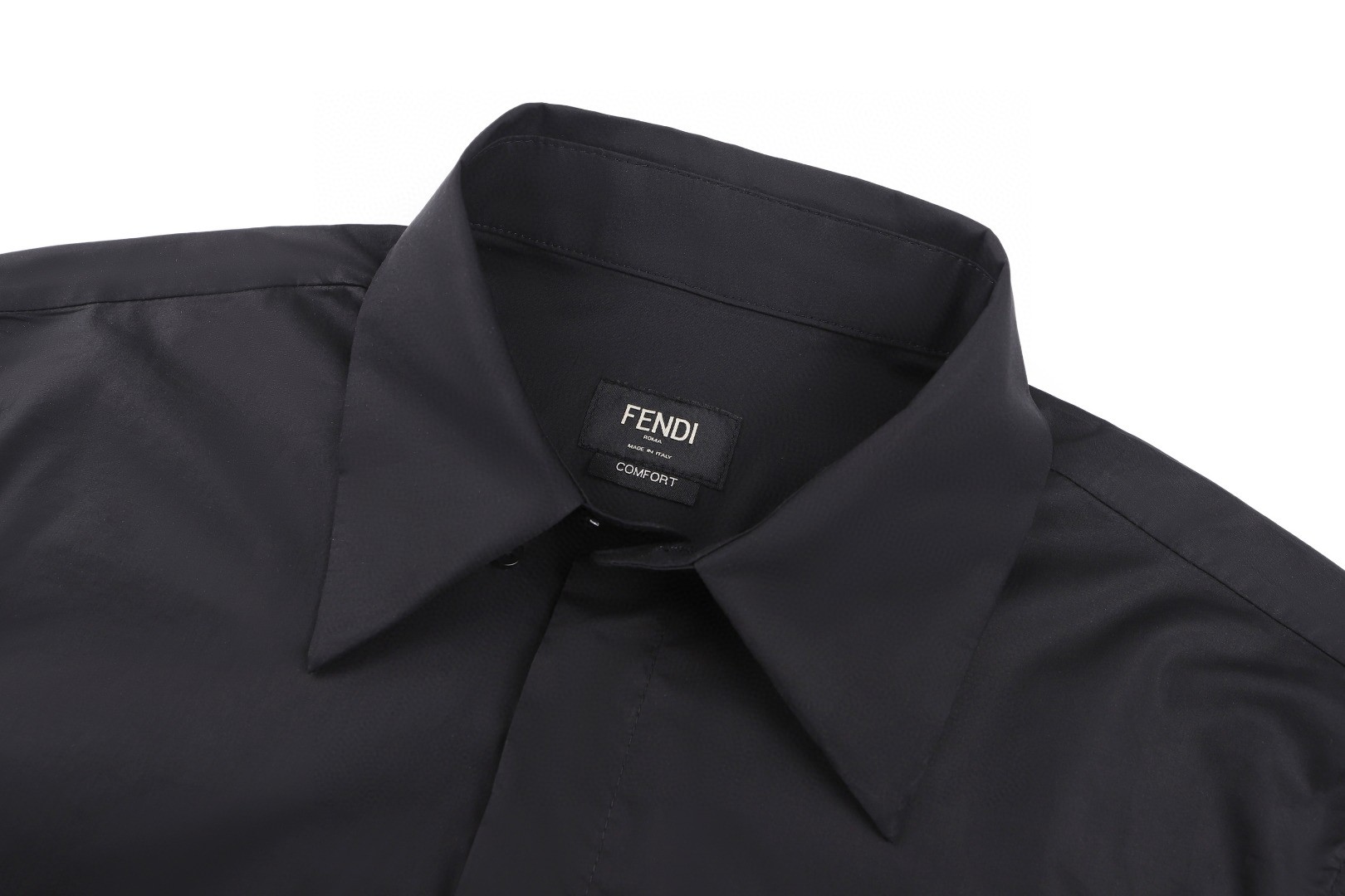 FENDI 芬迪 翻领撞色抽绳贴袋府绸衬衫 外套 长袖 黑色 B0 FS1364AYXGF0QA1