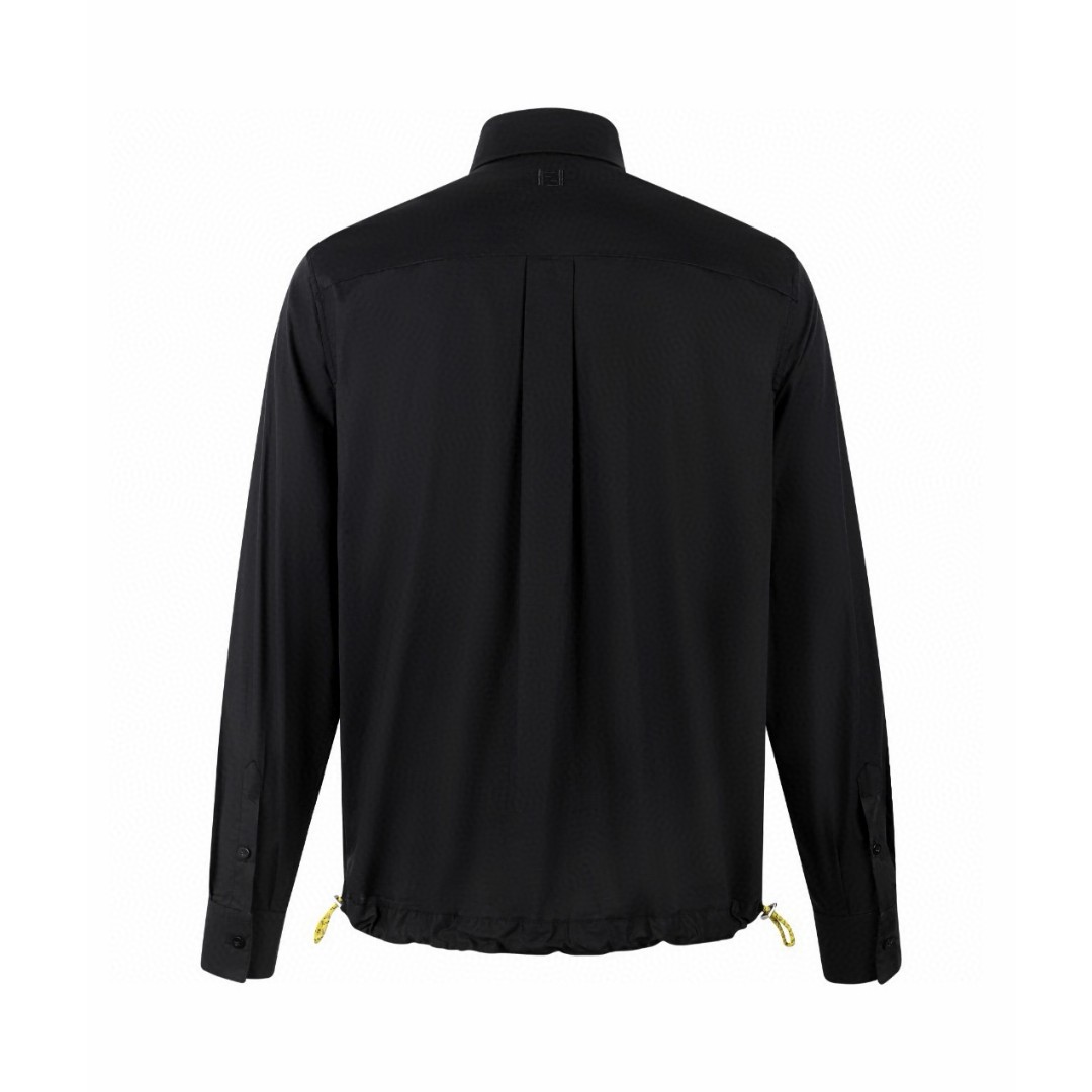 FENDI 芬迪 翻领撞色抽绳贴袋府绸衬衫 外套 长袖 黑色 B0 FS1364AYXGF0QA1