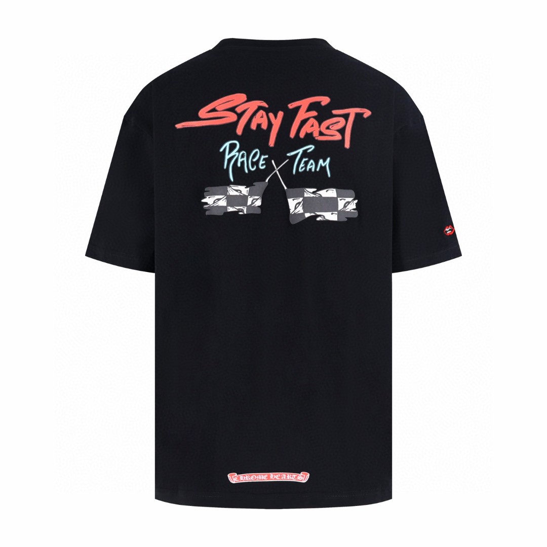 Chrome Hearts CH 克罗心 赛车涂鸦限定圆领短袖 T恤 白色 黑色 A0  