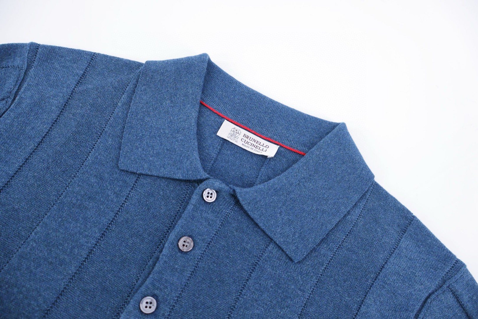 Brunello Cucinelli BC 竖条纹亚麻Polo衫 针织衫 短袖 棕色 蓝色 B0 