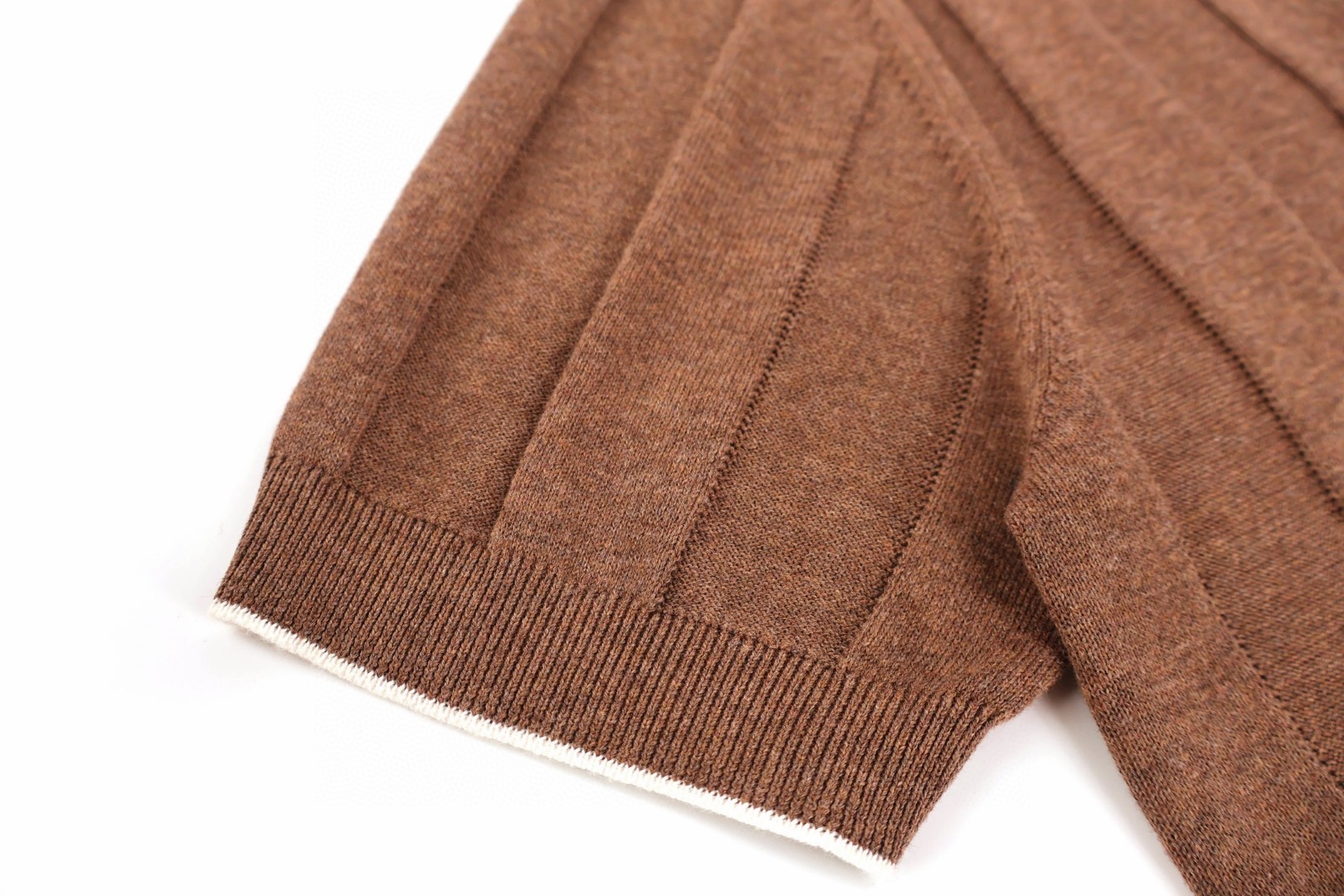 Brunello Cucinelli BC 竖条纹亚麻Polo衫 针织衫 短袖 棕色 蓝色 B0 