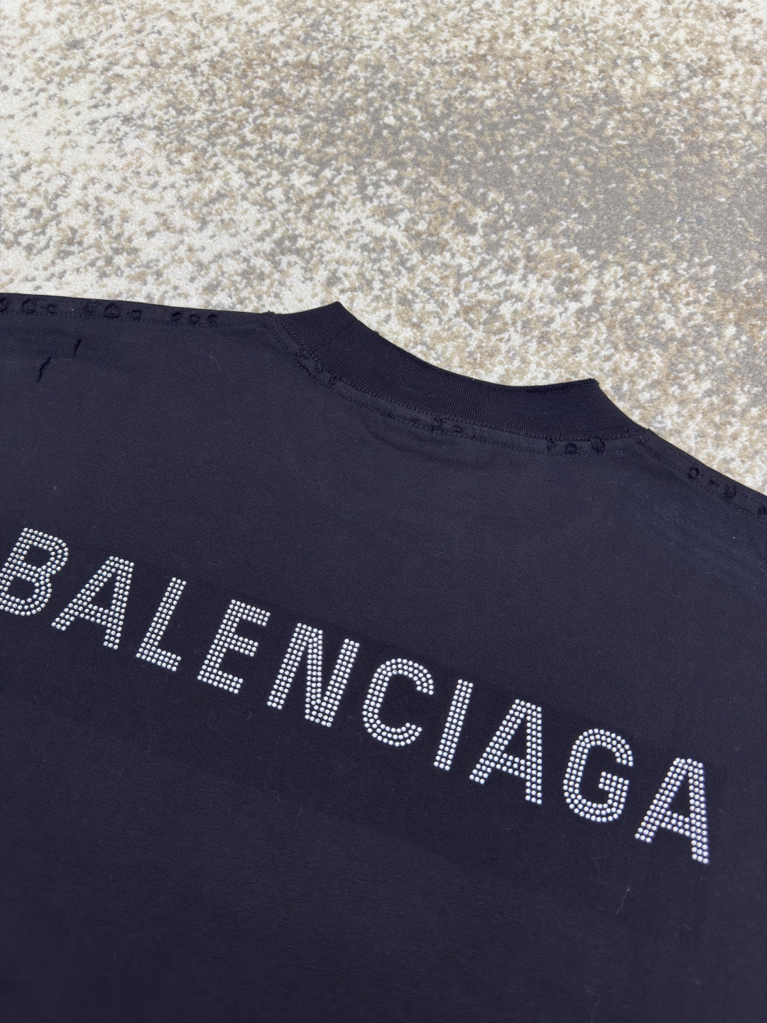 Balenciaga 巴黎世家 字母烫钻圆领短袖 T恤 夏季 黑色 A5