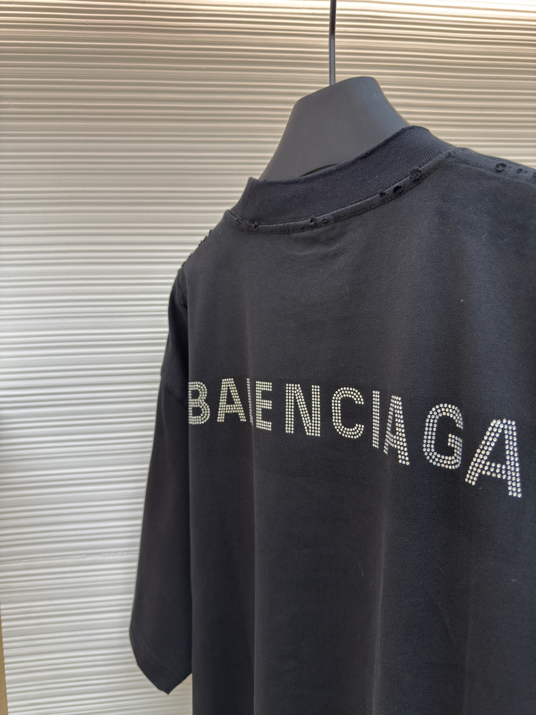 Balenciaga 巴黎世家 字母烫钻圆领短袖 T恤 夏季 黑色 A5