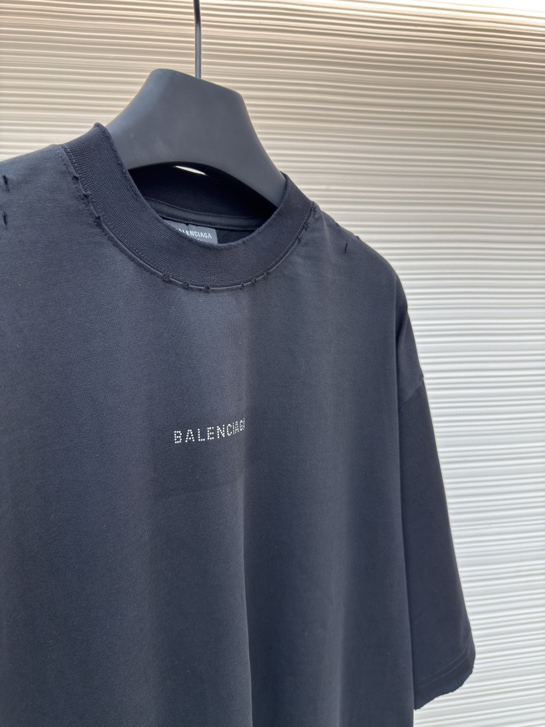 Balenciaga 巴黎世家 字母烫钻圆领短袖 T恤 夏季 黑色 A5