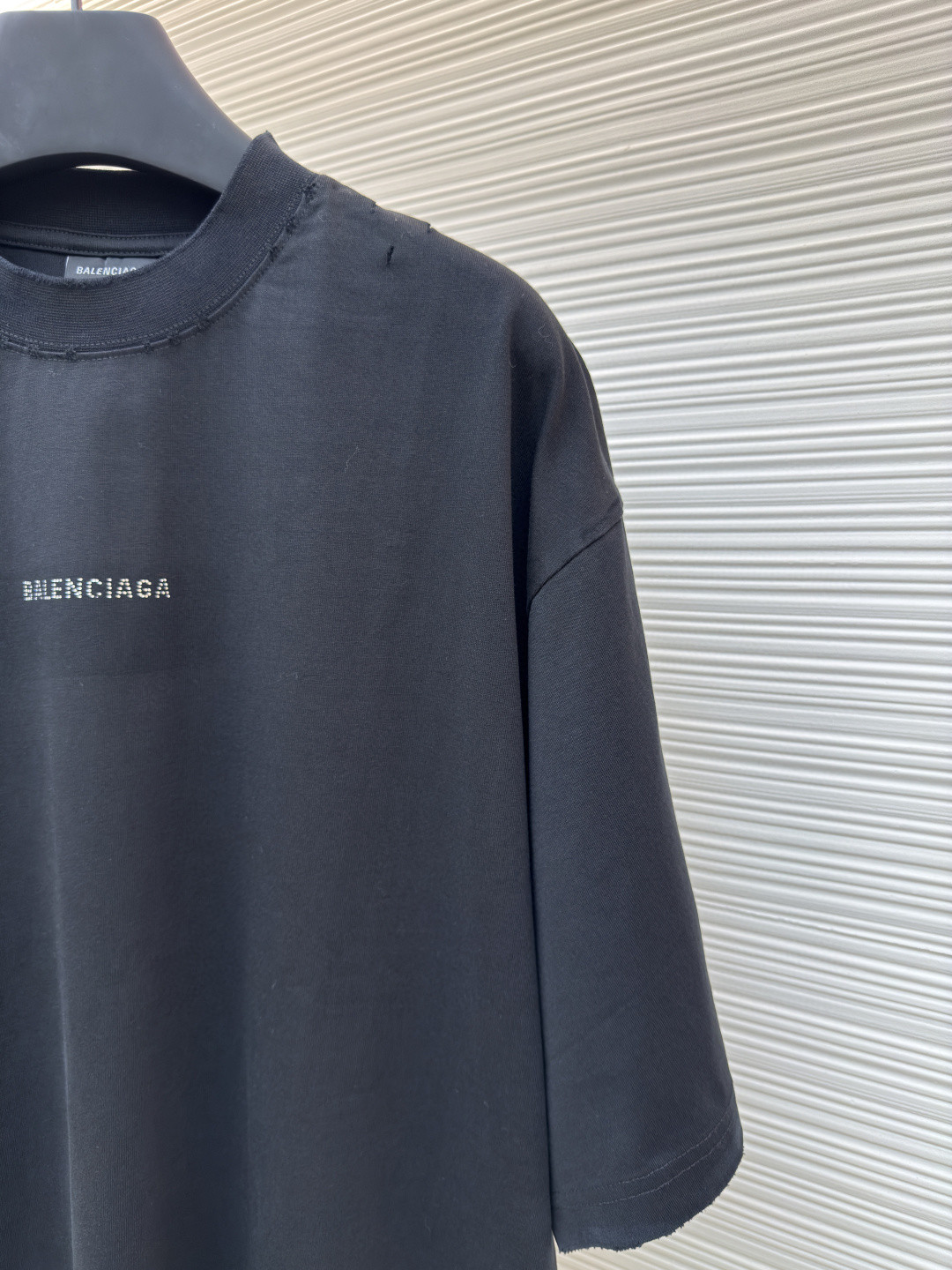 Balenciaga 巴黎世家 字母烫钻圆领短袖 T恤 夏季 黑色 A5