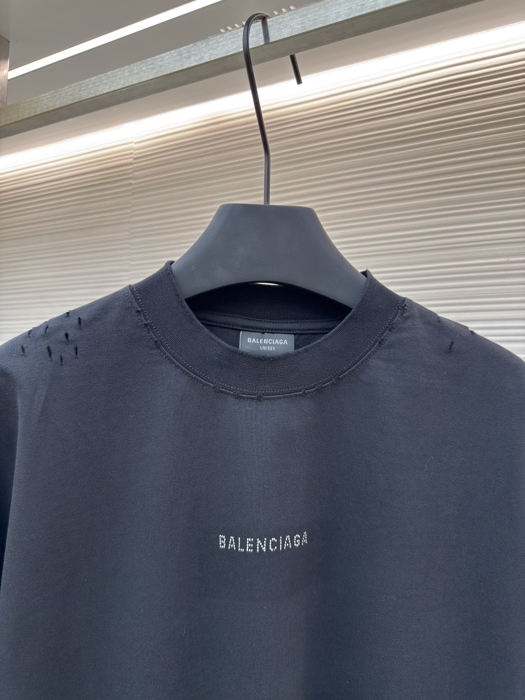 Balenciaga 巴黎世家 字母烫钻圆领短袖 T恤 夏季 黑色 A5