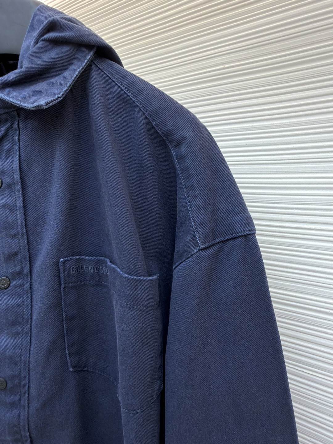 Balenciaga 巴黎世家 连帽衬衫领牛仔外套 长袖 蓝色 C0 850859TTM021240