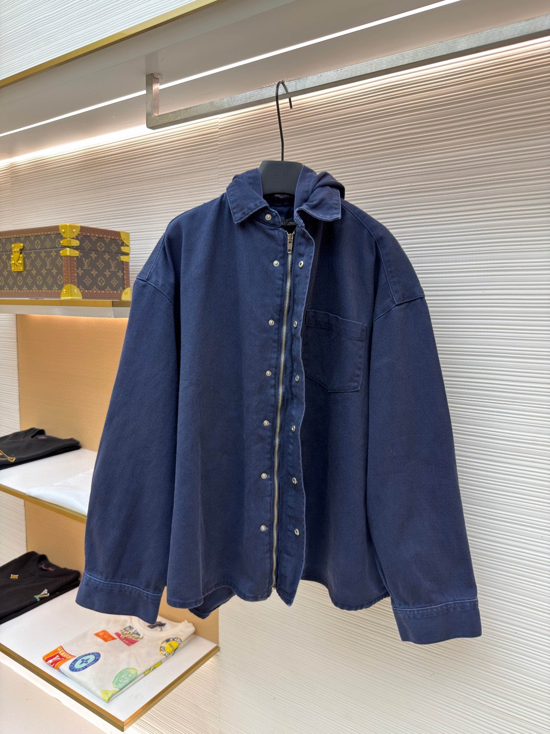 Balenciaga 巴黎世家 连帽衬衫领牛仔外套 长袖 蓝色 C0 850859TTM021240