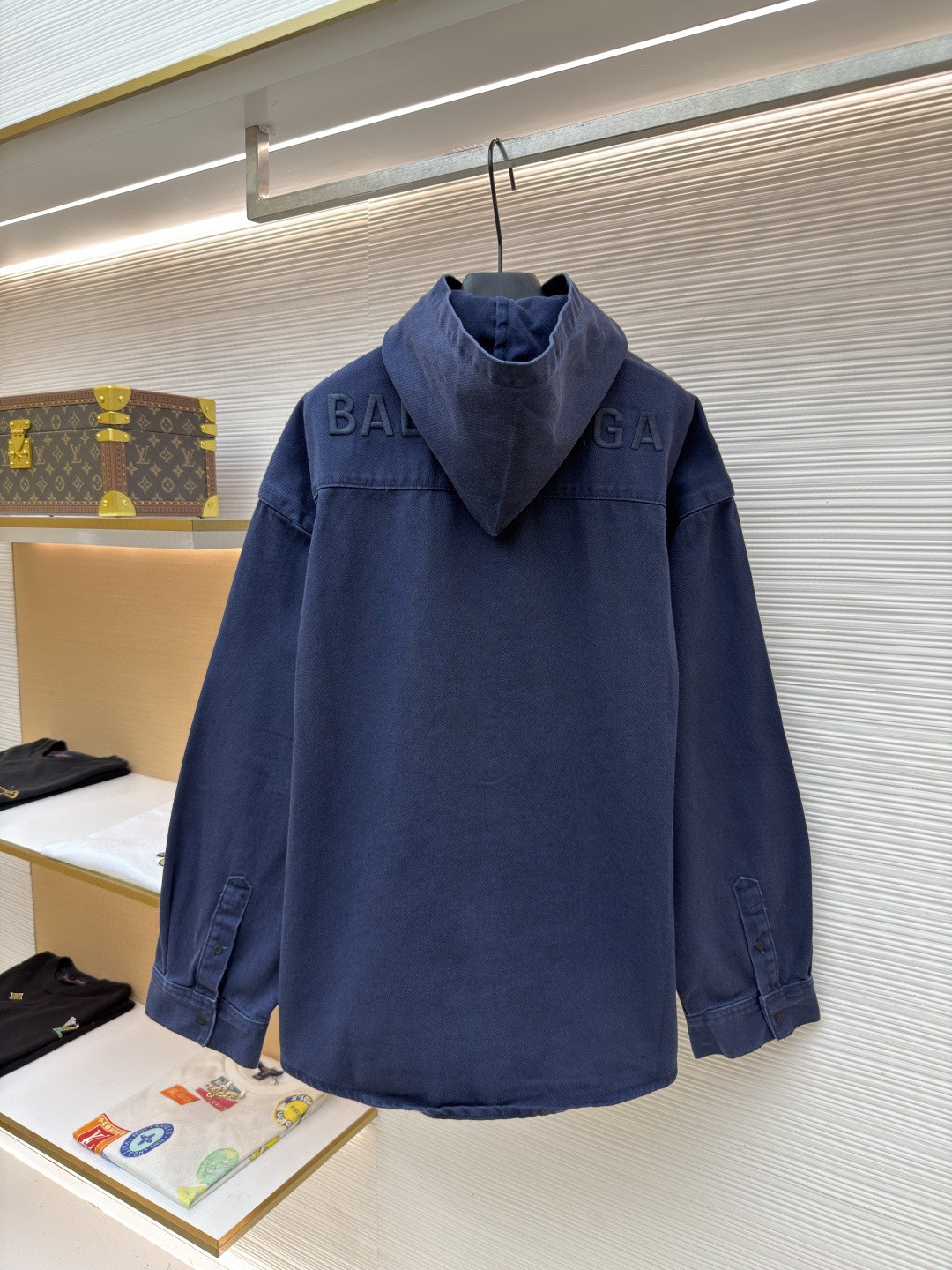 Balenciaga 巴黎世家 连帽衬衫领牛仔外套 长袖 蓝色 C0 850859TTM021240