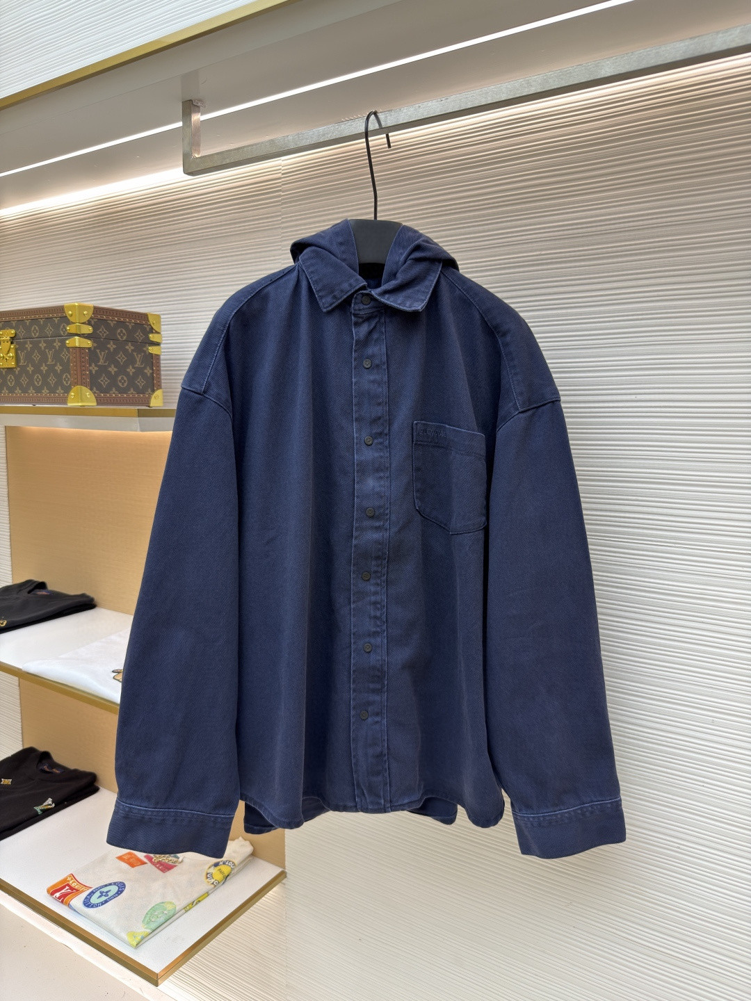 Balenciaga 巴黎世家 连帽衬衫领牛仔外套 长袖 蓝色 C0 850859TTM021240