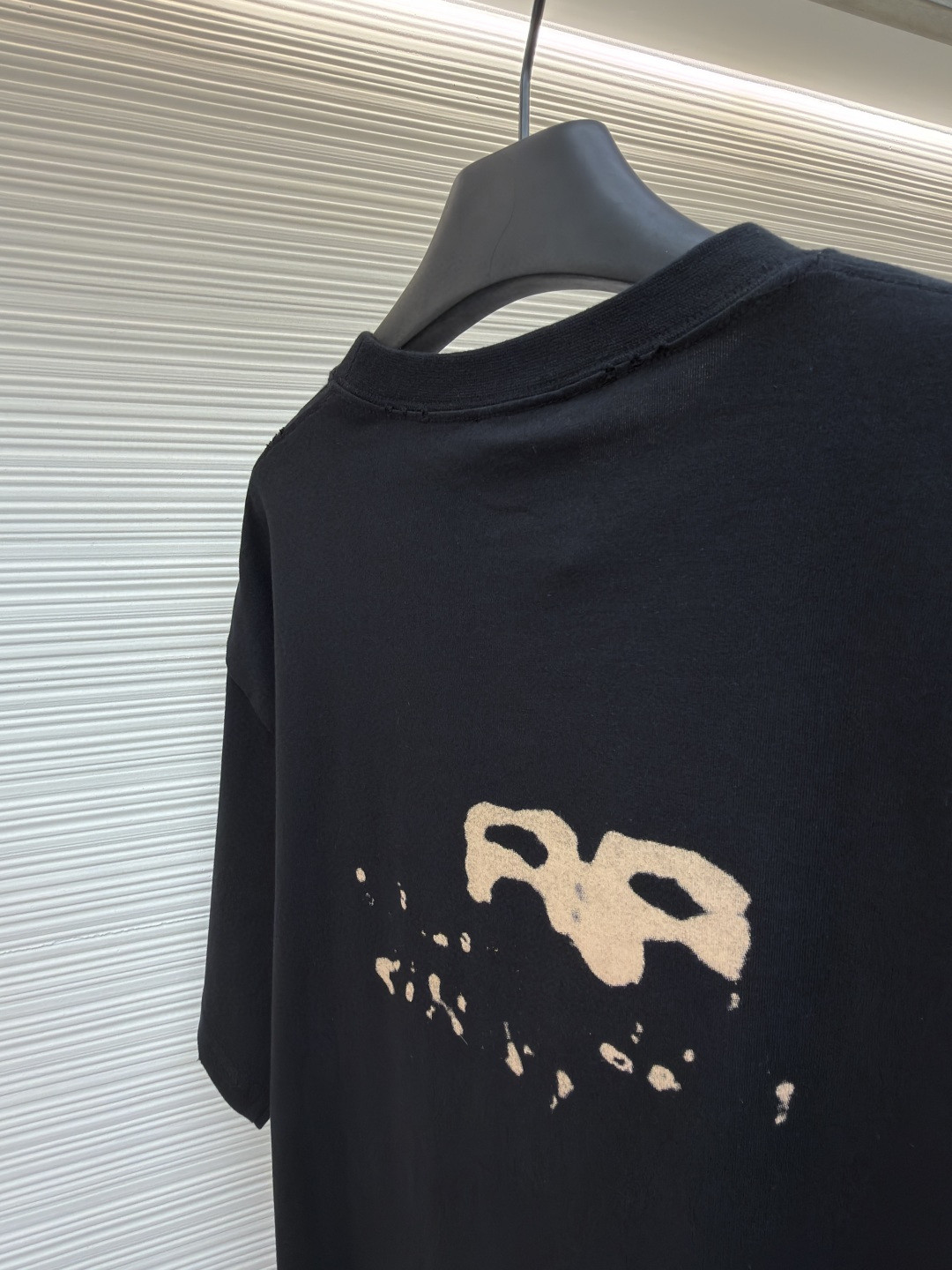 Balenciaga 巴黎世家 经典数码印花圆领短袖 T恤 夏季 白色 黑色 A0 612966TNVN49040