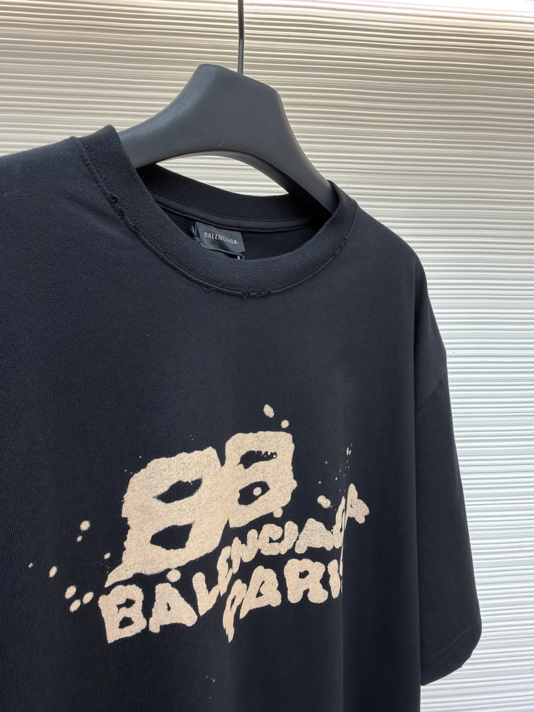 Balenciaga 巴黎世家 经典数码印花圆领短袖 T恤 夏季 白色 黑色 A0 612966TNVN49040