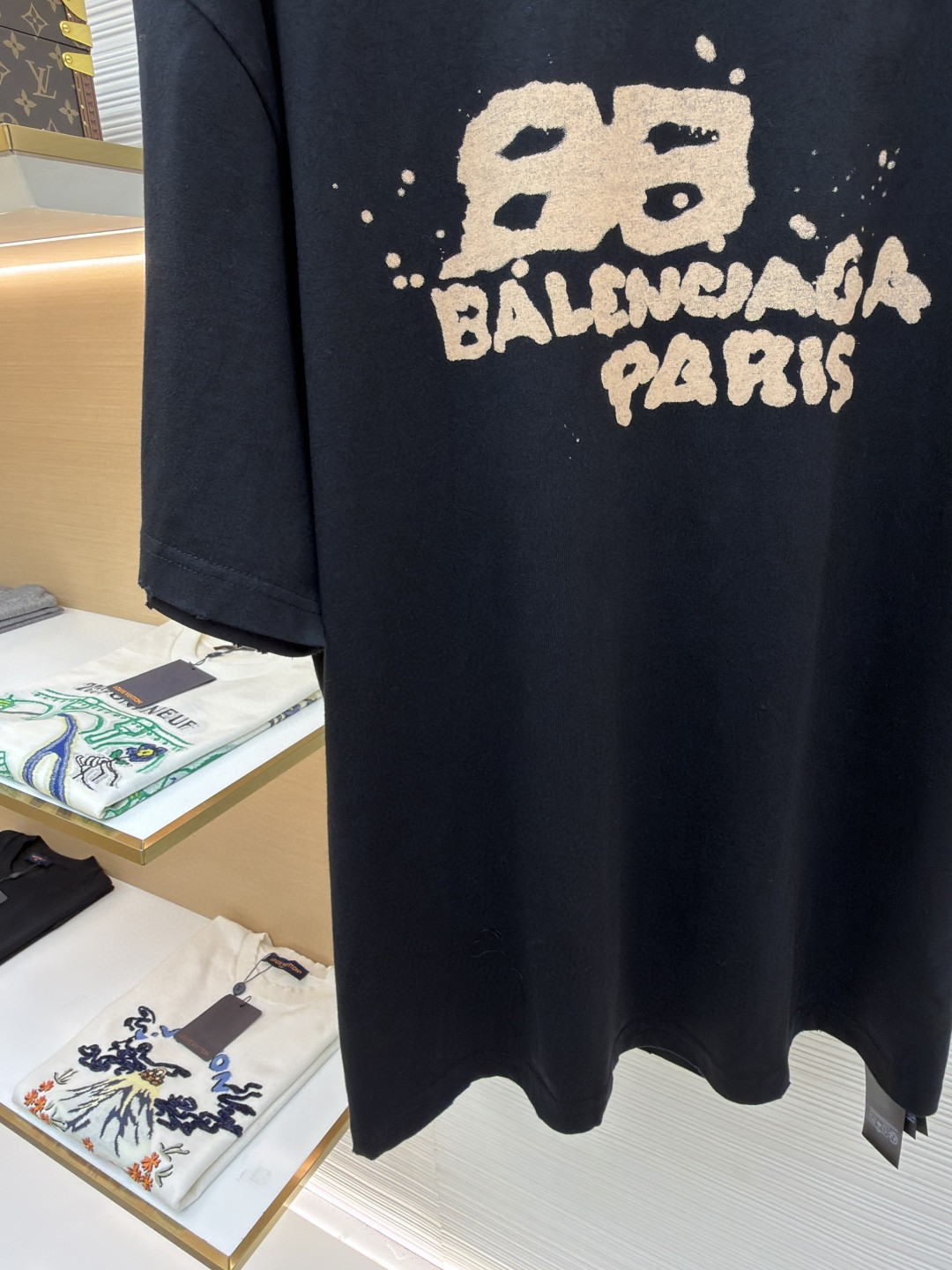 Balenciaga 巴黎世家 经典数码印花圆领短袖 T恤 夏季 白色 黑色 A0 612966TNVN49040
