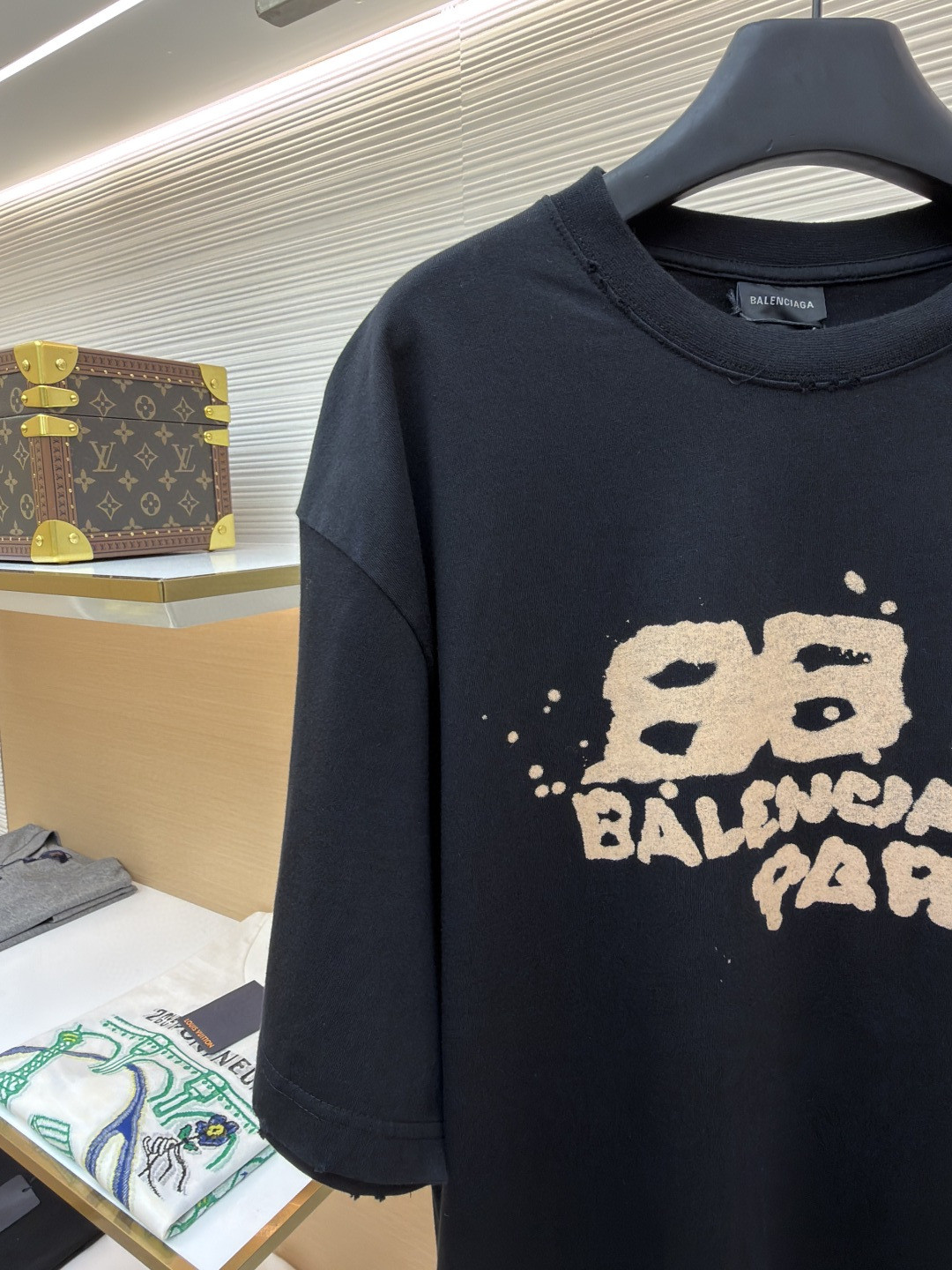 Balenciaga 巴黎世家 经典数码印花圆领短袖 T恤 夏季 白色 黑色 A0 612966TNVN49040