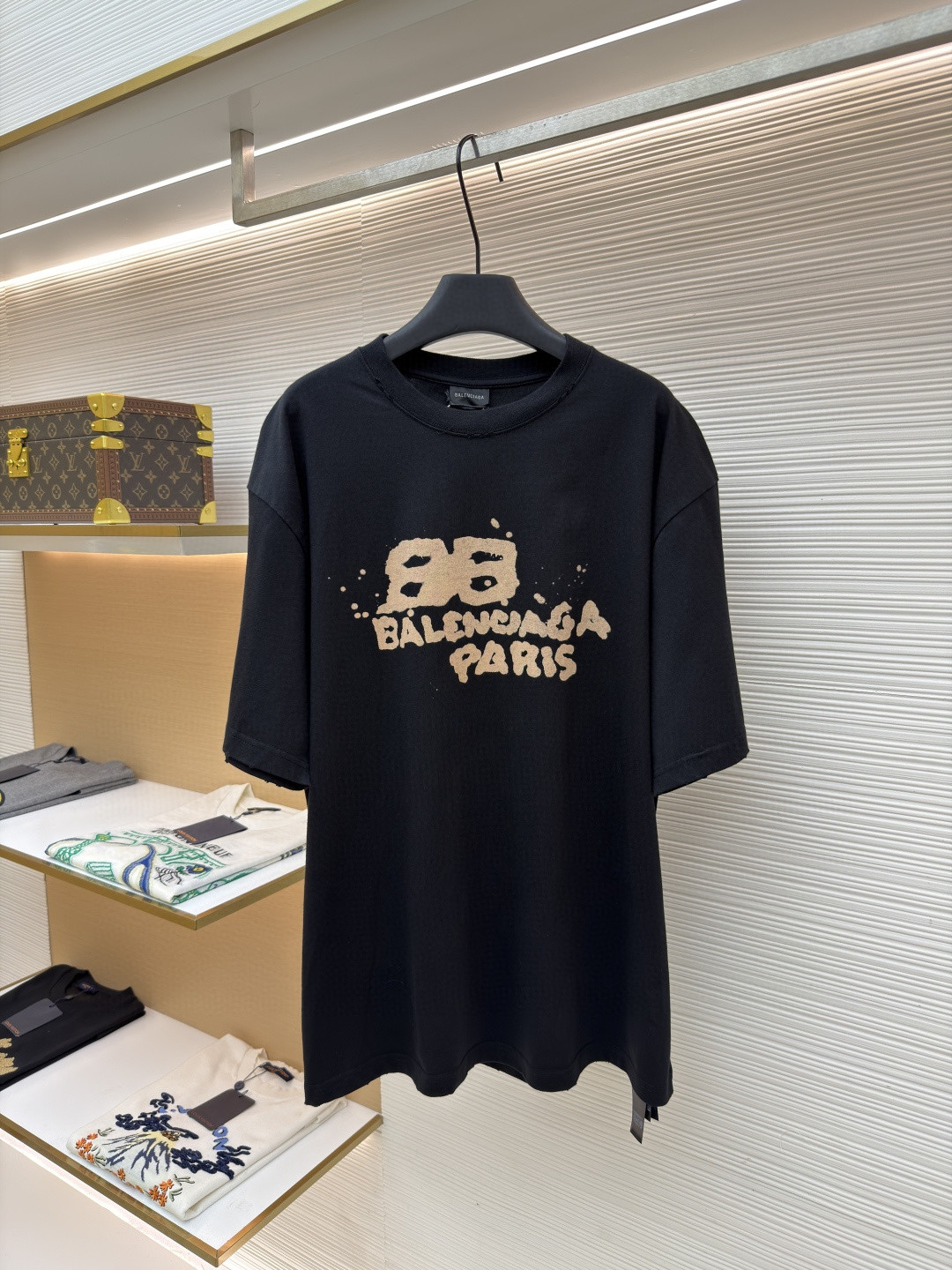 Balenciaga 巴黎世家 经典数码印花圆领短袖 T恤 夏季 白色 黑色 A0 612966TNVN49040