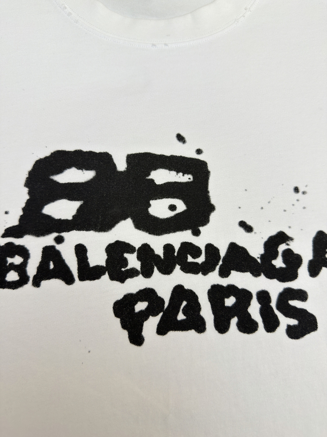 Balenciaga 巴黎世家 经典数码印花圆领短袖 T恤 夏季 白色 黑色 A0 612966TNVN49040