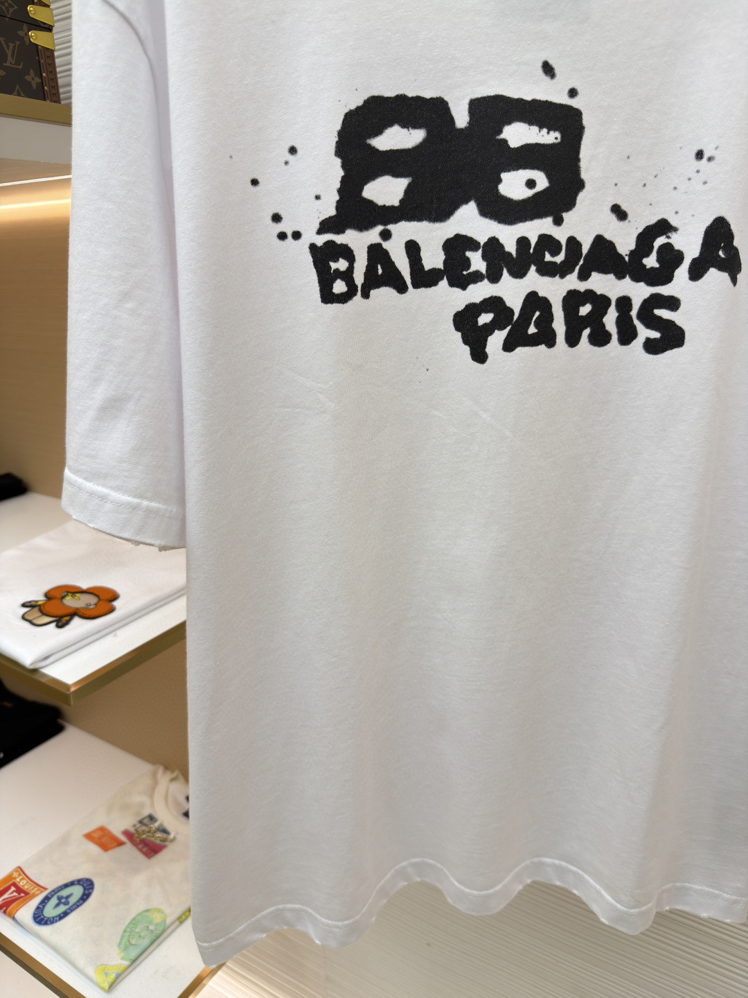 Balenciaga 巴黎世家 经典数码印花圆领短袖 T恤 夏季 白色 黑色 A0 612966TNVN49040