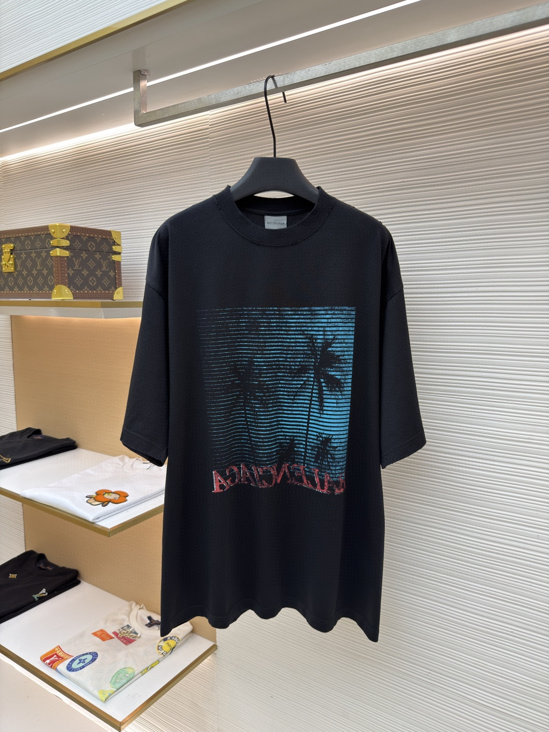 Balenciaga 巴黎世家 椰树丛林圆领短袖 T恤 圆领 夏季 黑色 A0 