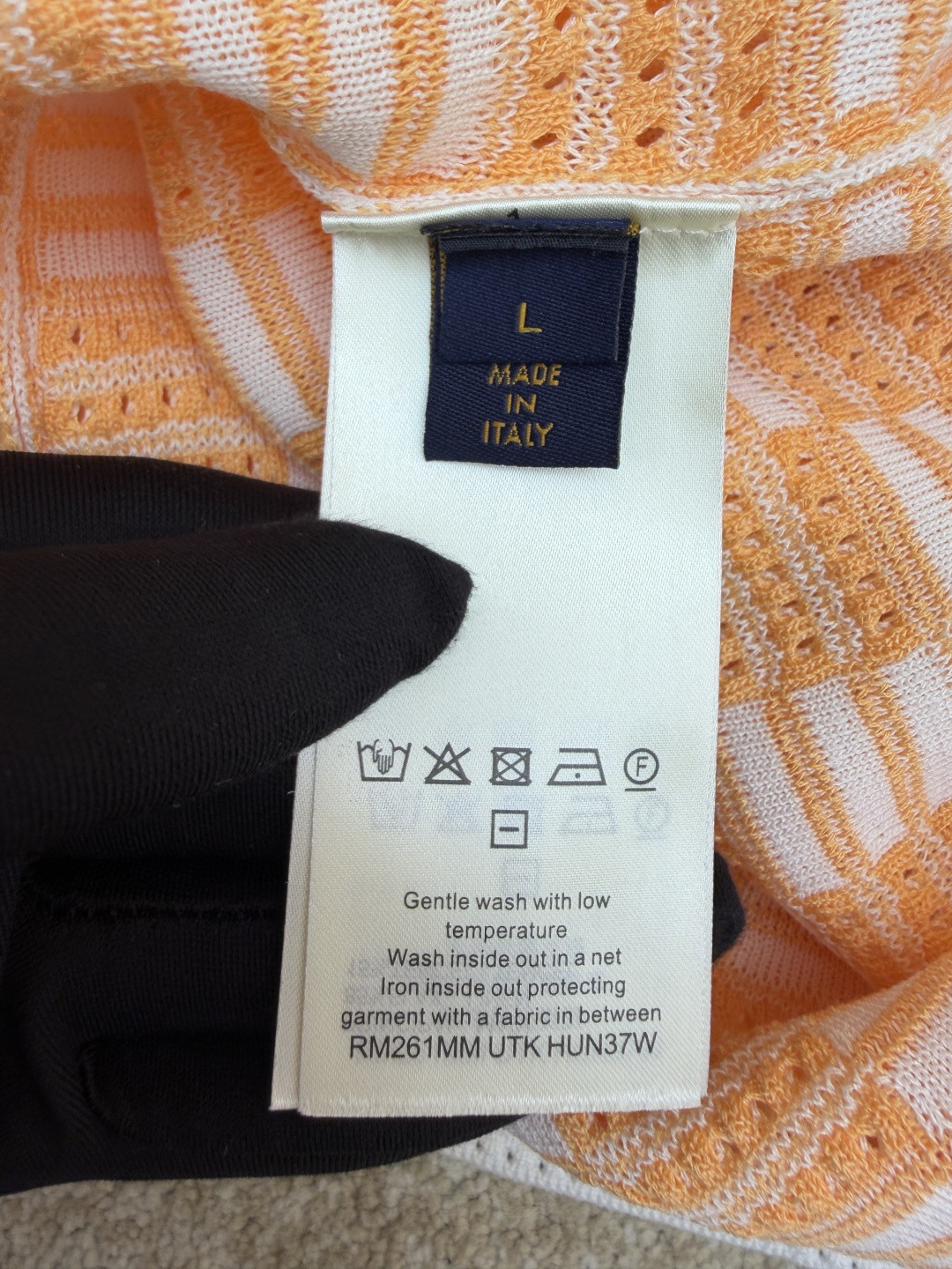 LOUIS VUITTON 路易威登 LV 棋盘格肌理针织衬衫 开衫 针织衫 短袖 夏款 白橙色 B0