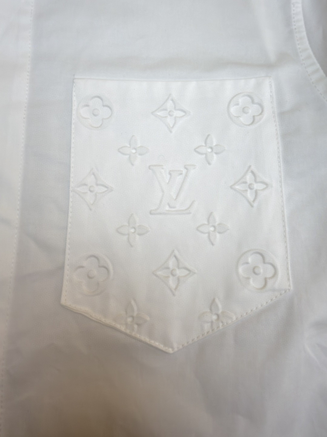 LOUIS VUITTON 路易威登 压花口袋翻领衬衫 外套 长袖 白色 B0 1AJCAI